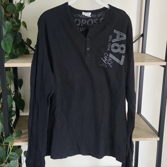 Aeropostale Black Long Sleeve Shirt - Picture 1 of 3